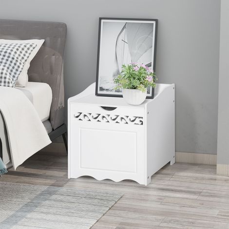 Meuble de salle de bain en bois avec compartiment de rangement, 55x34x58 cm, blanc (1/5)