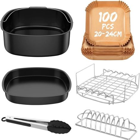 Accesorios para freidora de aire, accesorios para freidora de aire con papel pergamino, accesorios compatibles con freidoras de aire Cosori Philips Ninja Cecotec de 5.5L, 6L, 6.2L y 6.5L, inserto (1/4)