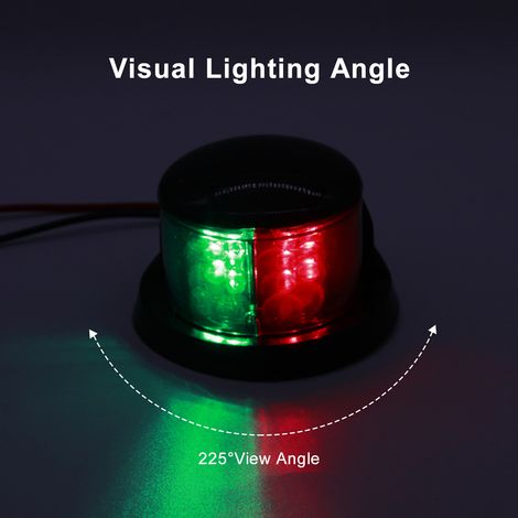 Faro di navigazione a LED per barca, rosso e verde, per yacht, pontone, cornice argentata, DC12V