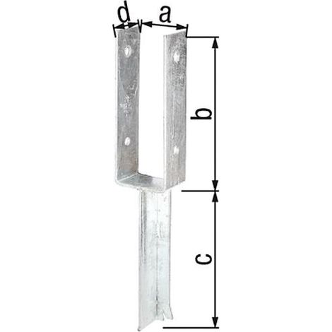 Etrier forme U, fer T 71x200mm, galvanisé a chaud