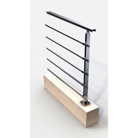 Levigne – Kit rallonge 1 poteau aluminium anodisé pour garde-corps – Extension 100 cm – 5 lisses carrées 100 cm – Résistant à la corrosion