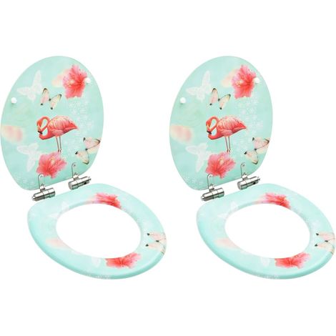 Set due sedili WC con coperchio rallentato MDF Flamingo 020002979