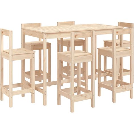 Maison Exclusive - 7-tlg. Gartenbar-Set Massivholz Kiefer