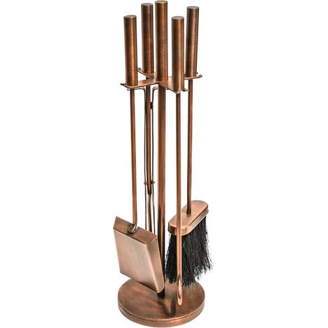 Ivyline Set di Accessori per caminetto in Rame Anticato con Supporto, 50 x 15 cm (Altezza x Larghezza)