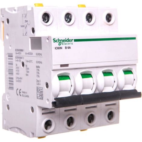 Disyuntor 4P B 6A 6kA AC iC60N-B6-4 Acti9 A9F03406