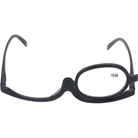 Lunettes de maquillage grossissantes avec verre rabattable, design moderne et pratique, couleur noire (+2.00)
