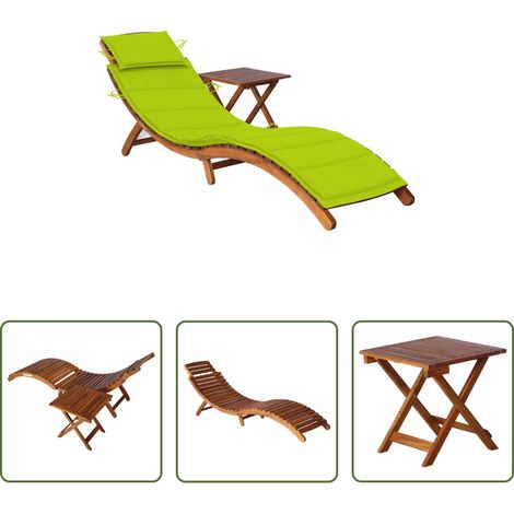 Gartenliege - Sonnenliege mit Tisch und Auflage Massivholz Akazie (1/5)