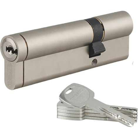 THIRARD - Cylindre double entrée Transit 1 UNIKEY (achetez-en plusieurs, ouvrez avec la même clé), 30x70mm, 5 clés, nickelé - THIRARD