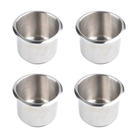 Quatre porte-gobelets universels pour bateaux, supports à boissons intégrés en acier inoxydable 68x55mm, adaptés aux tables de poker et aux canapés. (1/5)
