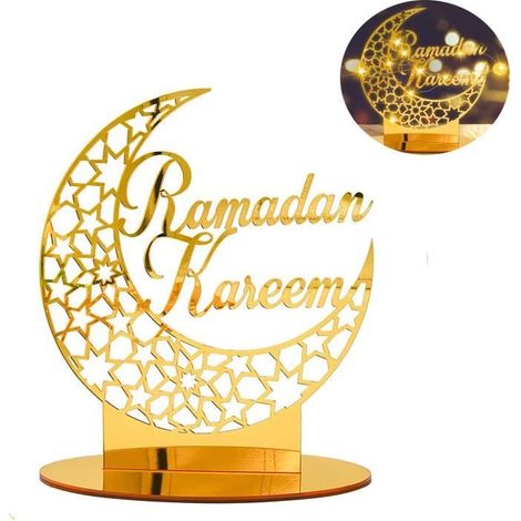 Décorations Eid Mubarak Ramadan - Ornement De Table toile Lune en Acrylique Musulman Islamique nosku (1/4)