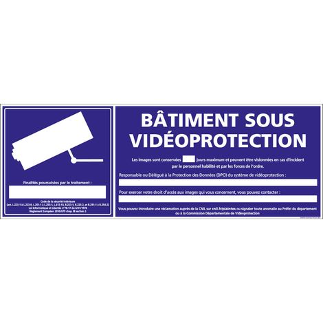 Panneau BATIMENT SOUS VIDEO PROTECTION (G1069) - Adhésif - 210 x 75 mm