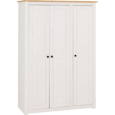 Panama 3 Door Wardrobe - L50 x W118 x H171.5 cm - White/Natural Wax