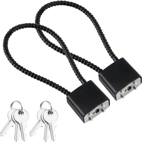 2er Set Kabelschloss mit Schlüssel, robust, schwarz, 25cm Kabellänge