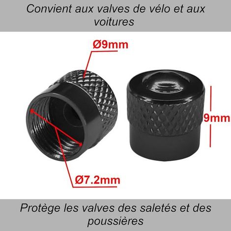 10 tapones de válvula de aluminio – Tapón de válvula Schrader para neumáticos de bicicleta, scooter, motocicleta, coche, quad, scooter – Negro