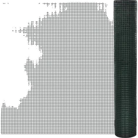 Clôture en fil de fer à poules, acier galvanisé, revêtement en PVC, Vert (1/2)