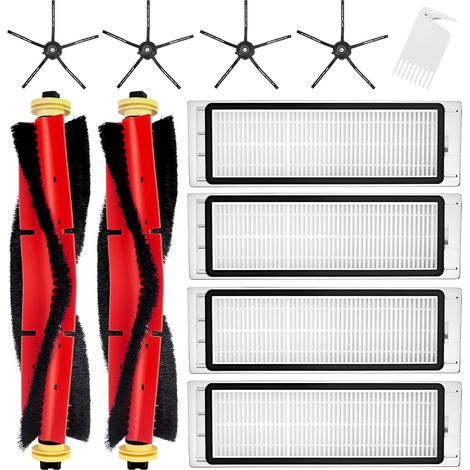 Accessori di ricambio Chuancheng per aspirapolvere Xiaomi Roborock S5 MAX S6 Pure S6 maxV S50: 2 spazzole a rullo, 4 spazzole laterali, 4 filtri HEPA (neri) (1/5)