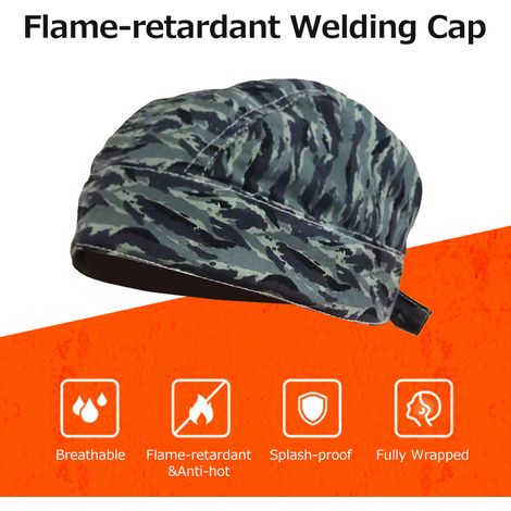 Casquette de soudeur en tissu ignifugé, résistant à la chaleur, imperméable aux éclaboussures, thermiquement isolé, respirant et lavable. (1/5)