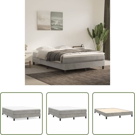 Matratze - Boxspringbett mit Matratze Hellgrau 140x200 cm Samt (1/5)