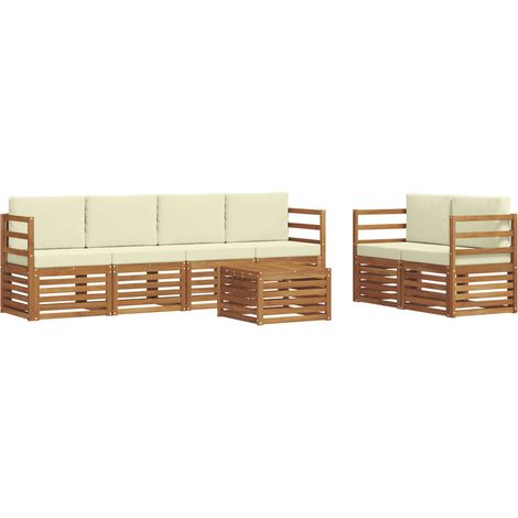 Conjunto de sofás de exterior con cojín 7 pcs Natural y Crema vidaXL (1/5)