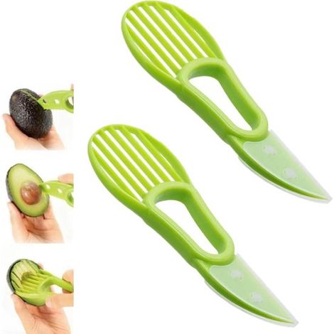Cortador de aguacates de 4 piezas – Aguacates para hacer puré, deshuesar y preparar guacamole (verde)