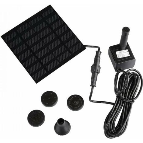 Pompe Solaire - 7 V - Pour Fontaine De Jardin Et Bassin - Submersible Avec Ventouse - 3 Buses Incluses - Câble 3,3 M