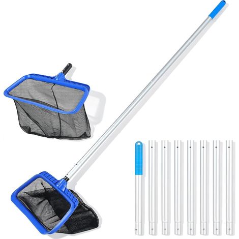 Pool Skimmer Net with Telescopic Rod 126mm Fine Mesh Net with 17.1" Deep Net Soil Net Algae Landing Net for Swimming Pool, Pond, Hot Tub, Spa (1/5)