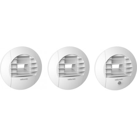 Atlantic – Pack de 3 bouches VMC hygro B T3/T7 230V – Manchons à griffes – Détection de présence WC – 526033