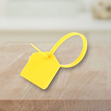100 attaches autobloquantes jetables en plastique de 120 mm pour valises et sacs (jaunes) (1/5)