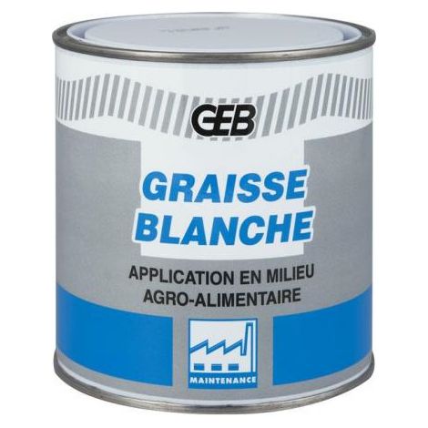 GEB – Graisse blanche 600G – Spécial contact alimentaire – Utilisation de -20º à +150º – Point de goutte 250ºC – Inerte et sans goût
