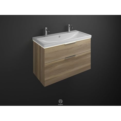 burgbad Eqio, lavabo en céramique avec meuble sous-lavabo et