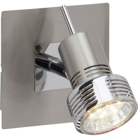 BRILLIANT lampe Kassandra LED spot mural en fer / chrome 1x LED-PAR51, GU10, lampe à réflecteur LED 3W incluse, (250lm, 3000K) Échelle A ++ à E Tête pivotante (1/3)