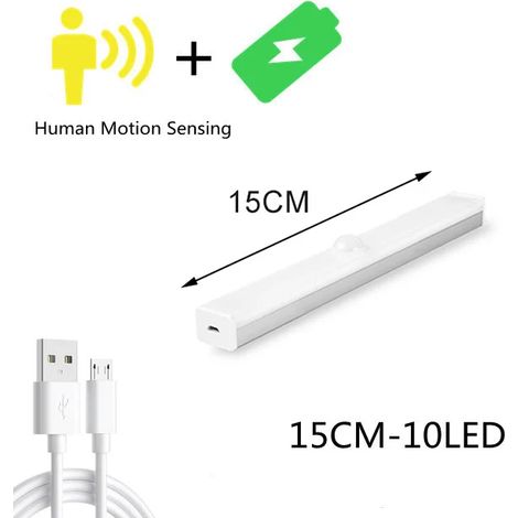 Veilleuse LED intelligente à capteur (lumière blanche, 15 cm), veilleuse de chambre, variateur sans fil, rechargeable par USB. (1/5)