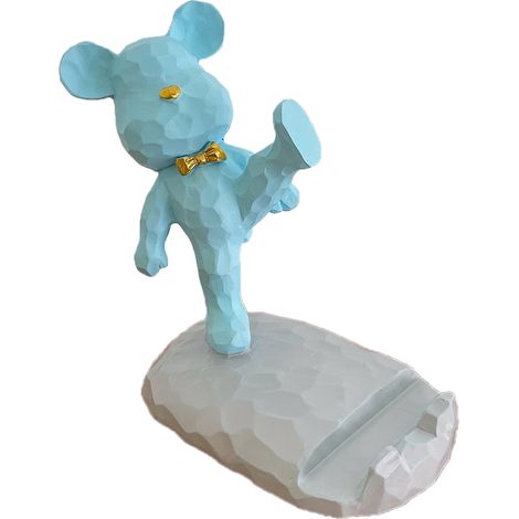 Support de Téléphone Portable Ours Mignon Stable pour Bureau - Support Violent pour Mobile et Tablette Bleu (1/2)