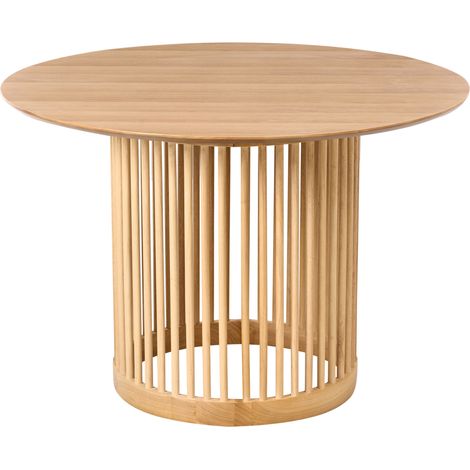 Mesa de comedor para comedor y cocina ø 110 cm patas de madera maciza chapa de roble claro Boyle