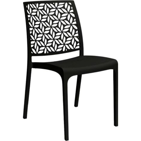 Gloupie Sedia Ninfa in Polipropilene Antracite,Impinabili, 46x54x80 cm, peso 3,3 kg,Schienale a Forma di Ninfee,Made in italy (1/5)