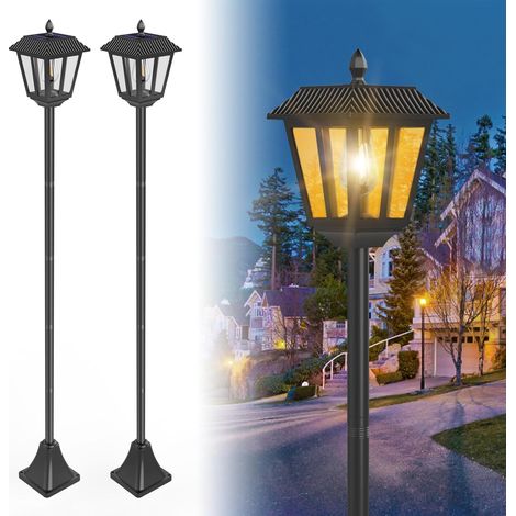 Lot de 2 Lampadaire Solaire Exterieur Lampe de Jardin avec Blanc Chaud 180cm (1/5)