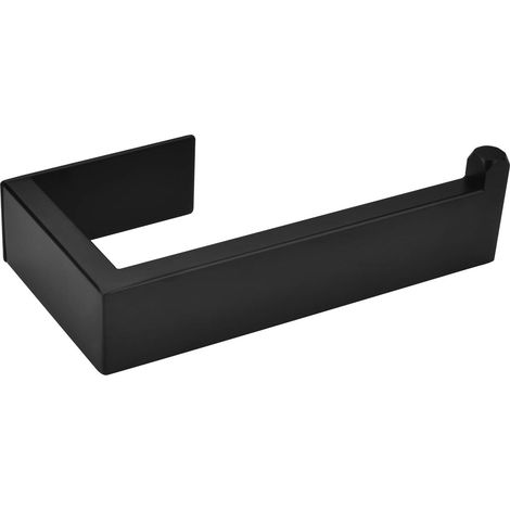 Porte-papier toilette sans perçage - En acier inoxydable 304 - Autocollant - Pour salle de bain - Noir mat (1/5)
