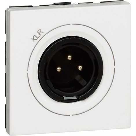 Prise XLR 3 pôles mâle Mosaic 2 modules pour liaison stéréo de tout périphérique blanc (078756)