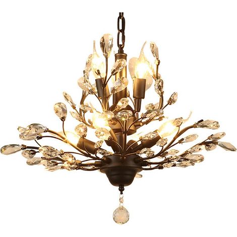Plafonnier cristal noir – Lumière chaude – Branches – Montage rase – Entrée/salon/chambre