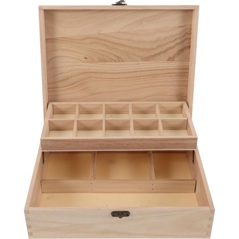 Boîte à Bijoux Coffret Élégant et Minimaliste en Bois Beige avec Grand Compartiment, Serrure à Fermoirs, Design Compartimenté pour Organiser Bijoux pour Rangement à Domicile (1/5)