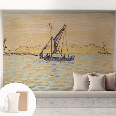 Papier peint intissé pour salon chambre à coucher peint imprimé Installation facile - Colle incluse gratuite Calme marin 208x146 cm (1/5)