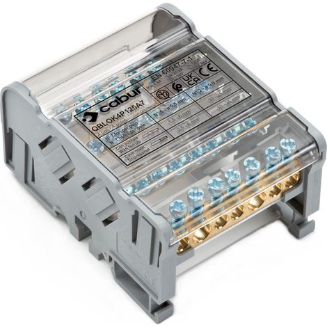 Morsettiera Quadripolare Qblok4P125A7 – 125A A 7 Fori ( Cabur Cod. Qblok4124 )