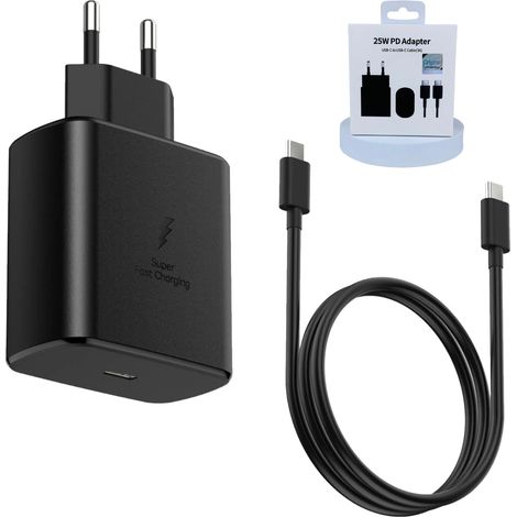 1 Chargeur 25W, Câble USB-C vers USB-C, Compatible Samsung S23 S22 A54 A34, Charge Rapide (1/5)