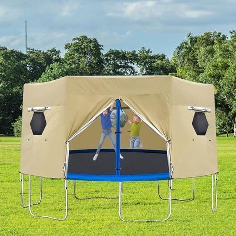 Housse De Tente Trampoline 183/244/305/366cm, Couverture Trampoline, Auvent Protection DeTrampoline, Tenteadaptée PourTrampoline Rond À 6 Poteaux Droits 183CM -