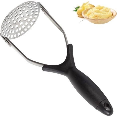 Presse-pommes de terre, moulin à légumes, acier inoxydable antiadhésif, 29,5 cm, noir (1/5)