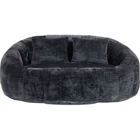 Fauteuil Poire Relax Fauteuil Lounger en Chenille Noir pour Adultes et Enfants, Intérieur et Extérieur, 150x95x63 cm (1/5)