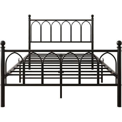 Estructura de cama metálica 120x200 cm negra con cabecero, piecero, USB y LED (1/5)