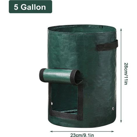 Sacs de culture pour plantes (5 gallons - 23 x 28 cm) en PE avec poignée, sacs de culture épais pour légumes, pommes de terre et oignons, pots de jardin d'extérieur (1/4)