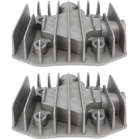 2 Pièces Tête de Cylindre Compresseur Air 48x72mm en Aluminium avec Couvercle Refroidissement pour 4/3/5 Piston (1/5)