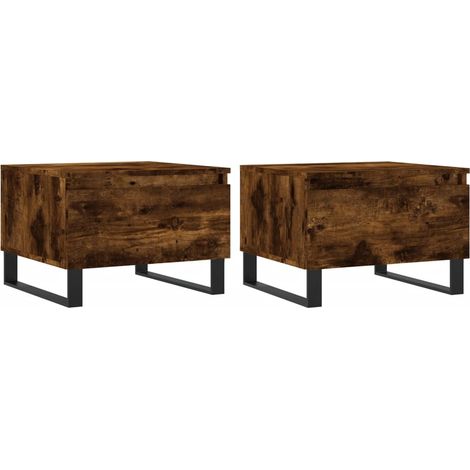 2 pcs Tables basses,Table d'appoint,Table de Salon chêne fumé 50x46x35 cm bois d'ingénierie CFW22582 (1/5)